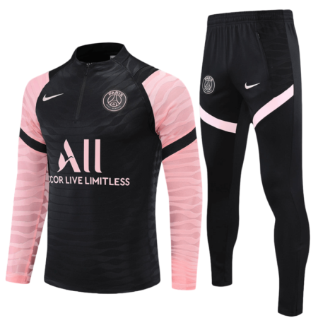 Conjunto de Treino PSG Jaqueta + Calça Preta/Rosa 2021/22
