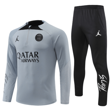 Conjunto de Treino PSG Jaqueta+Calça Cinza/Preta 2021/22