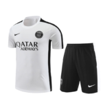 Conjunto de Treino PSG Camisa Branca + Bermuda Preto 2023/24