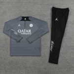 Conjunto de Treino PSG Jaqueta+Calça Cinza Escuro/Preta 2023/24