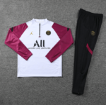 Conjunto de Treino PSG Jaqueta + Calça Branca/Vinho/Preta 2021/22
