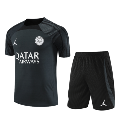 Conjunto de Treino PSG Camisa + Bermuda Cinza Chumbo 2023/24