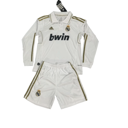 Kit Infantil Real Madrid Branca Home 2011/12 Manga Longa