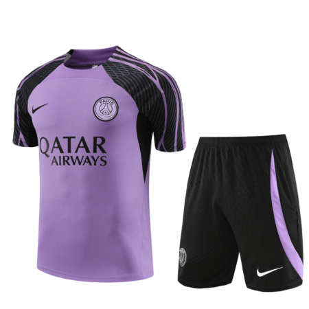 Conjunto de Treino PSG Camisa Roxo + Bermuda Preto 2023/24