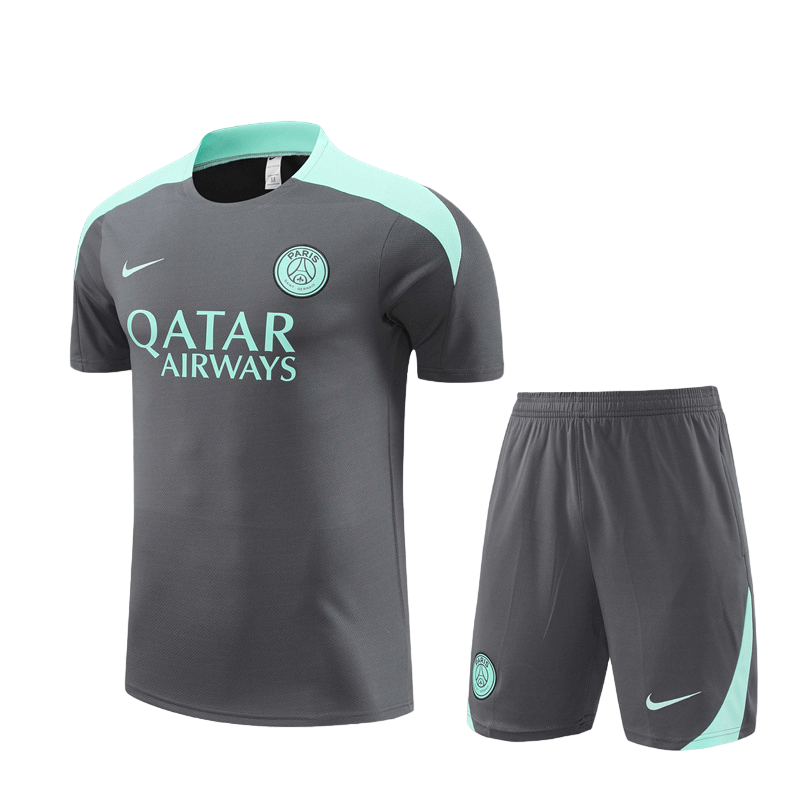 Conjunto de Treino PSG Camisa + Bermuda Cinza/Azul 2024/25 Conjunto de Treino PSG Camisa + Bermuda Cinza/Azul 2024/25