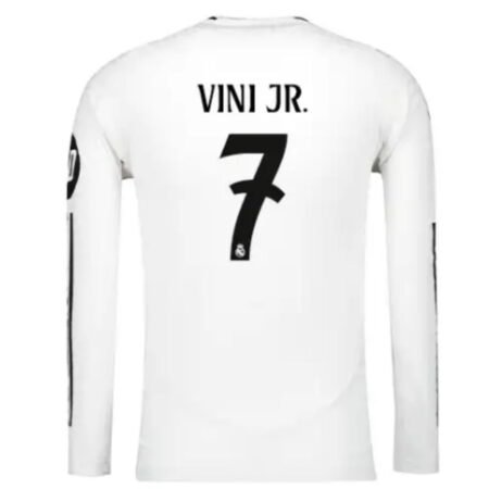 Camisa I Real Madrid Branca 2024/25 Vini Jr #7 Manga Longa Jogador