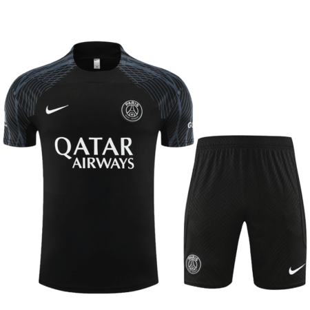 Conjunto de Treino PSG Camisa Preta + Bermuda Preto 2023/24