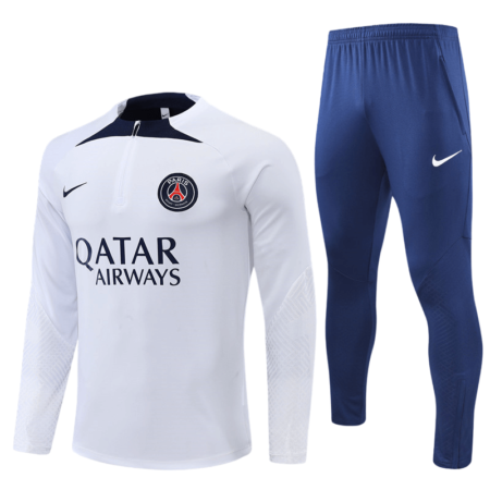 Conjunto de Treino PSG Jaqueta Branca+Calça Azul Escuro 2023/24