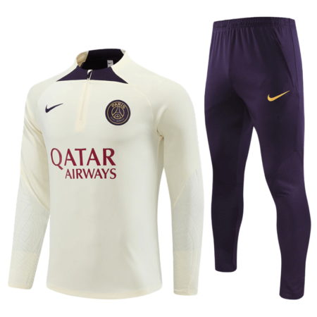 Conjunto de Treino PSG Jaqueta Bege + Calça Preta 2023/24