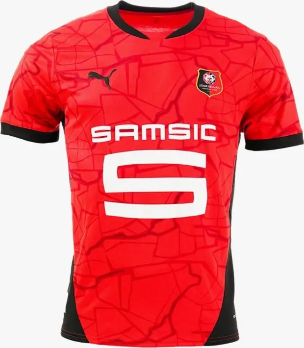 Camisa-rennes-home-i-vermelha-preta-2024-25-masculina (1) Camisa Rennes Vermelha Titular I 2024/25 Masculina