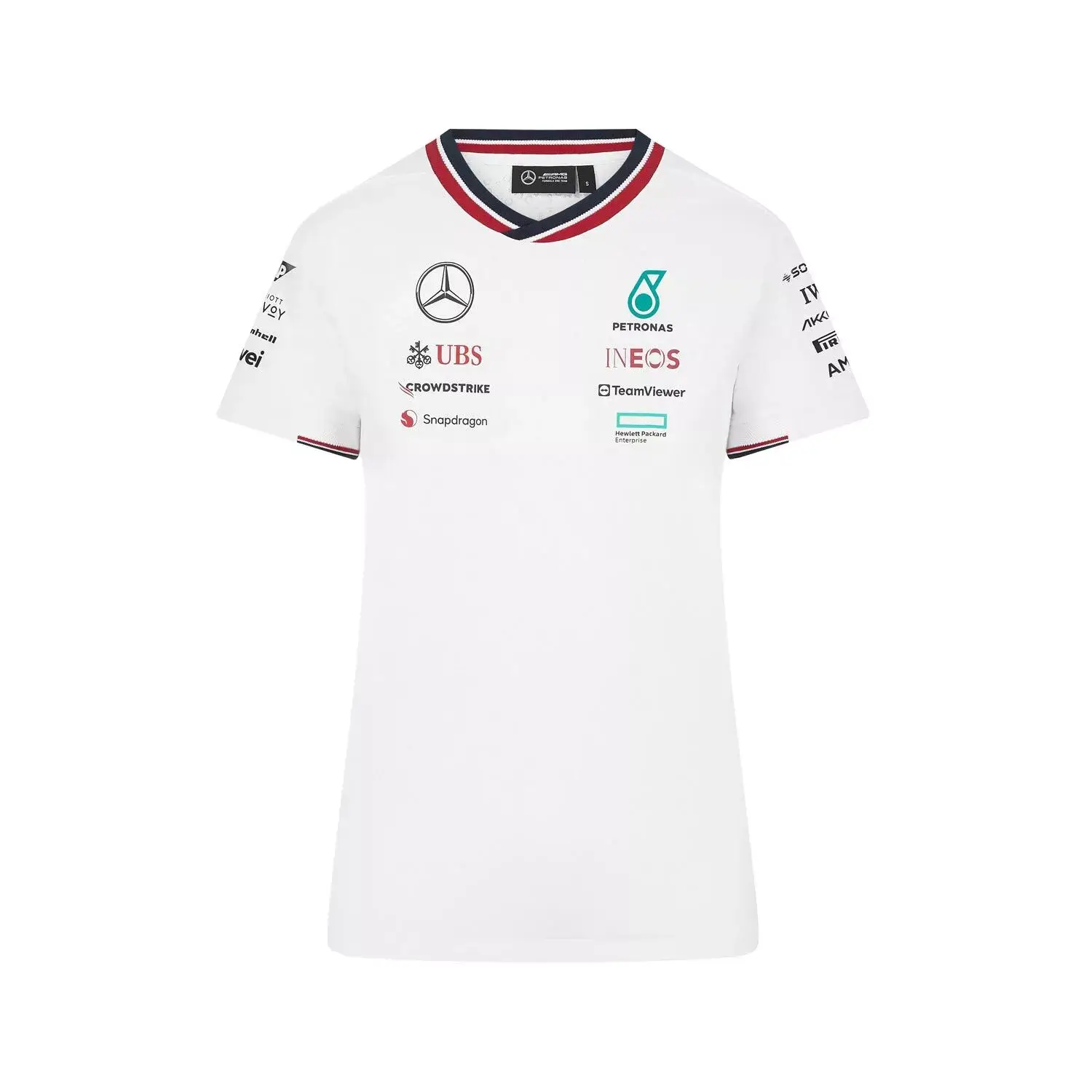 Camiseta-branca-2024-Mercedes-AMG-F1-feminina-Team (1) Camiseta Mercedes AMG Petronas F1 2024 Branca Team Driver Feminina