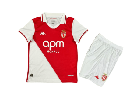 Kit Infantil Titular Monaco Branca Vermelha I 2024/25 Unissex