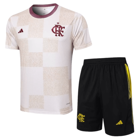Kit Camisa + Bermuda Flamengo Treino Bege 2024/25