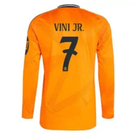 Camisa Reserva Real Madrid Vini Jr #7 Laranja 2024/25 Manga Longa