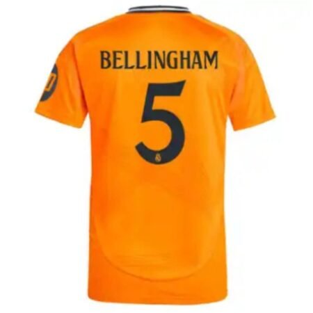 Camisa Reserva Real Madrid Bellingham #5 Laranja 2024/25 Masculina