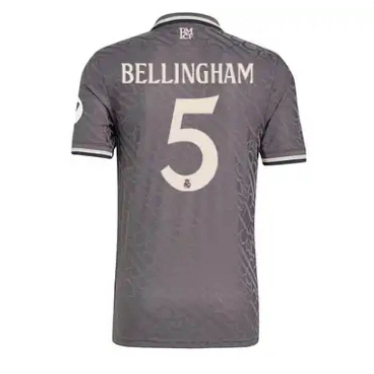 Camisa-Terceira-Real-Madrid-bellingham-5-Cinza-2024-25-Jogador-loja-malta-esportes- Camisa Terceira Real Madrid Bellingham #5 Cinza 2024/25 Jogador