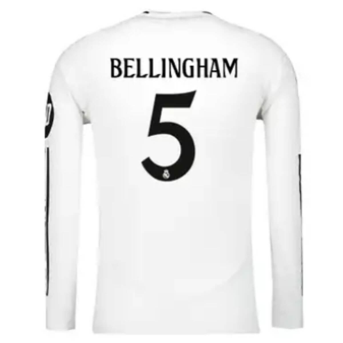 Camisa-Ttitular-Real-Madrid-bellingham-5-Branca-2024-25-Manga-Longa-jogador-loja-malta-esportes- Camisa Titular Real Madrid Bellingham #5 Branca 2024/25 Manga Longa Jogador
