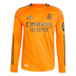 Camisa-reserva-real-madrid-mbappe-9-Manga-Comprida-2024-25-jogador-laranja-loja-malta-esportes-
