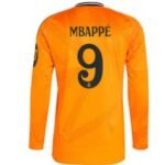 Camisa-reserva-real-madrid-mbappe-9-Manga-Comprida-2024-25-laranja-loja-malta-esportes-