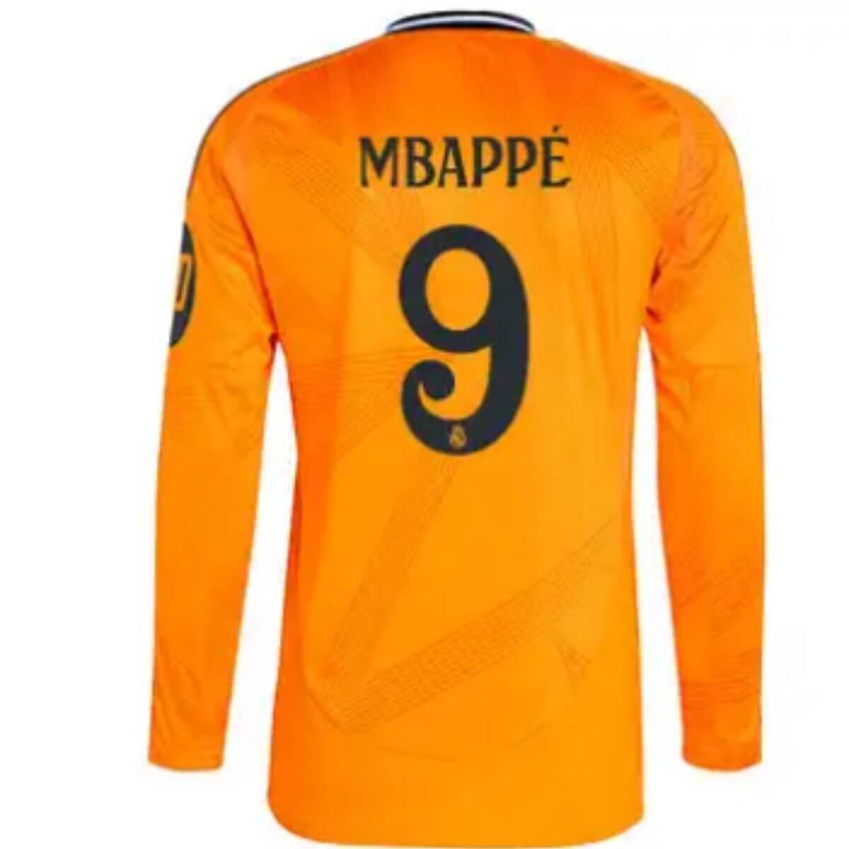Camisa-reserva-real-madrid-mbappe-9-Manga-Comprida-2024-25-laranja-loja-malta-esportes- Camisa Reserva Real Madrid Mbappe #9 Manga Comprida 2024/25 Laranja