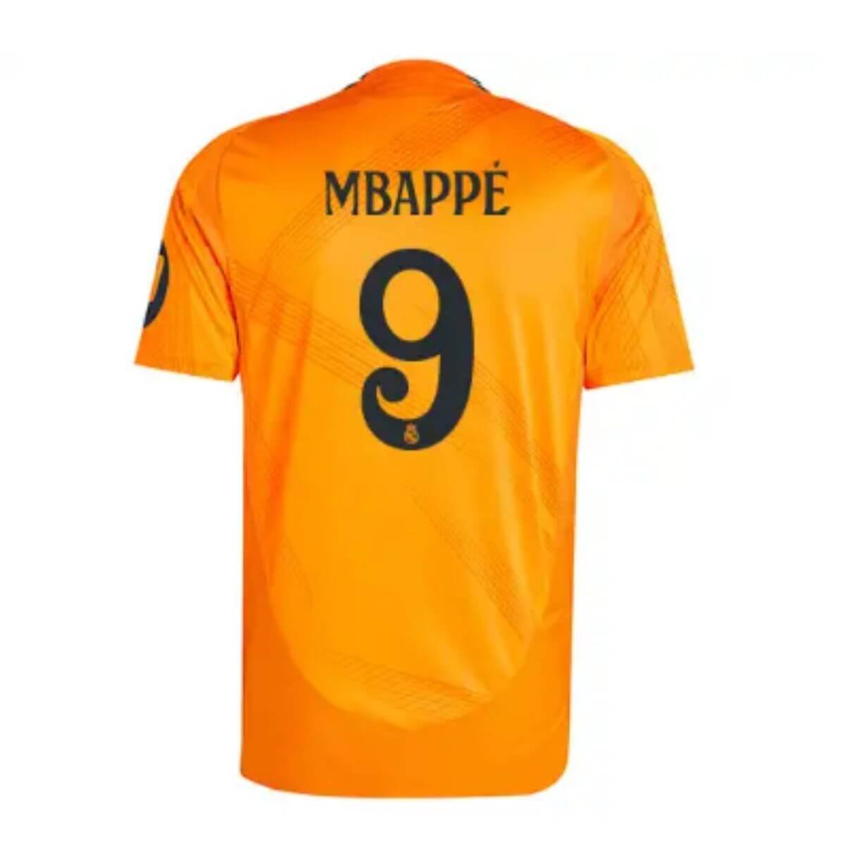 Camisa-reserva-real-madrid-mbappe-9-laranja-ii-2024-25-jogador-loja-malta-esportes- Camisa Reserva Real Madrid Mbappe #9 Laranja Jogador 2024/25