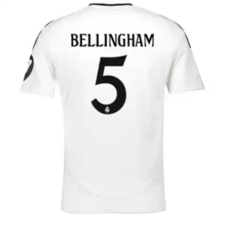 Camisa Titular Real Madrid Bellingham #5 Branca 2024/25