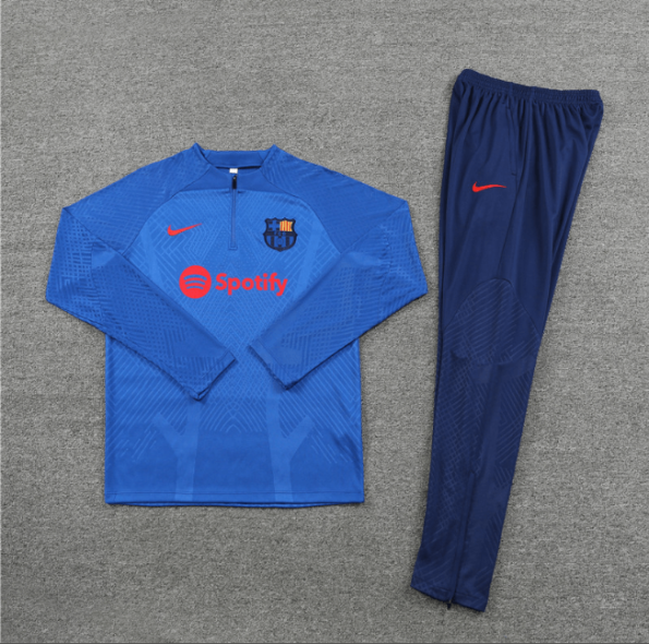 Conjunto Barcelona Treino Jaqueta/Calça Azul Escura II Jogador 2022/23