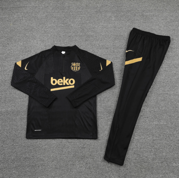 Conjunto Barcelona Treino Jaqueta/Calça Preta 2020/21 Jogador