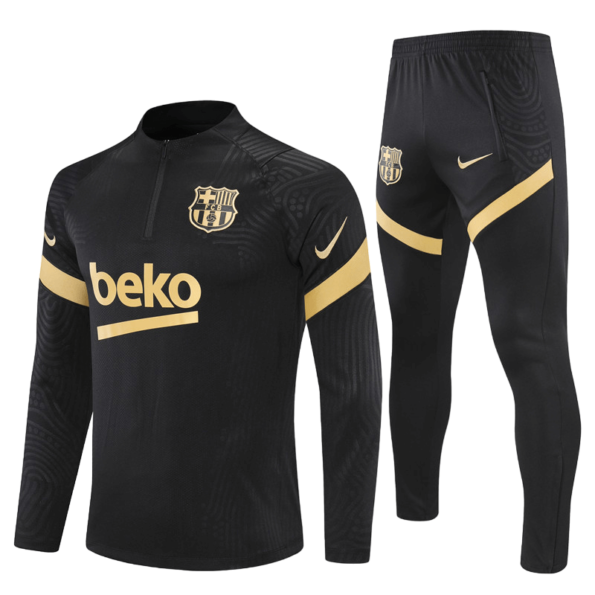 Conjunto Barcelona Treino Jaqueta/Calça Preta 2020/21 Jogador