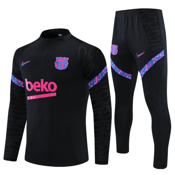 Conjunto Barcelona Treino Jaqueta/Calça Preta 2021/22