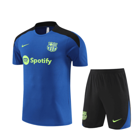 Conjunto Barcelona Treino Camisa/Short Azul/Preta 2024/25
