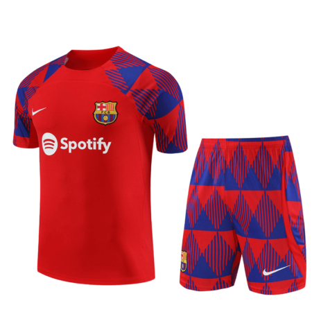 Conjunto Barcelona Treino Camisa/Short Vermelha 2023/24