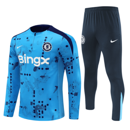 Conjunto Chelsea Treino Jaqueta/Calça Azul Clara 2024/25