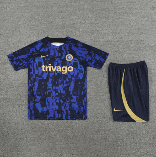 Conjunto Chelsea Treino Camisa/Short Azul Escura 2023/24