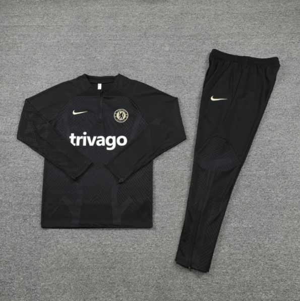 Conjunto Chelsea Treino Jaqueta/Calça Preta Jogador 2022/23