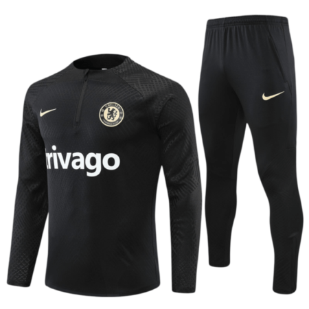Conjunto Chelsea Treino Jaqueta/Calça Preta Jogador 2022/23