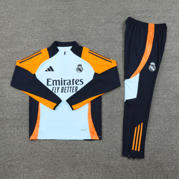 Conjunto de Treino Real Madrid Azul/Laranja 2024/25 Jaqueta e Calça