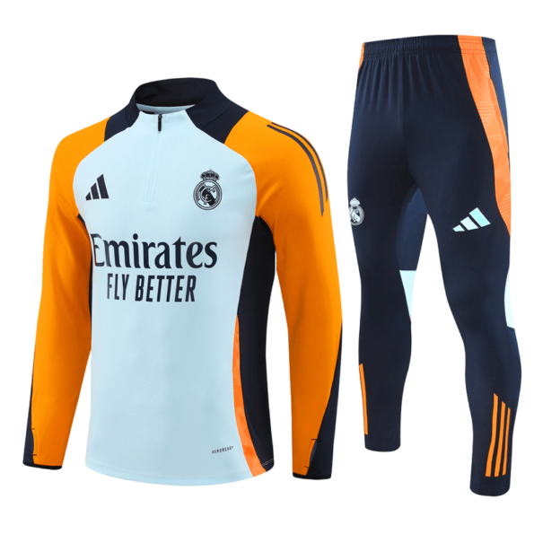 Conjunto de Treino Real Madrid Azul/Laranja 2024/25 Jaqueta e Calça