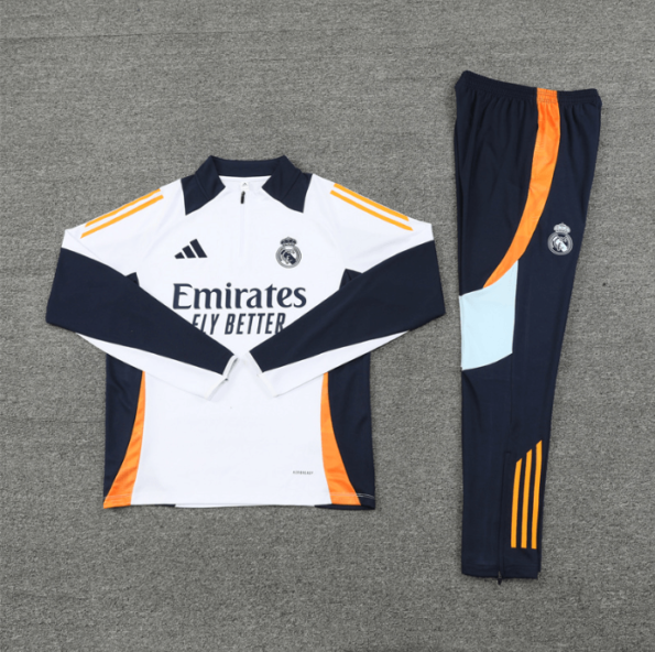 Conjunto de Treino Real Madrid Branca/Azul 2023/24 Jaqueta e Calça