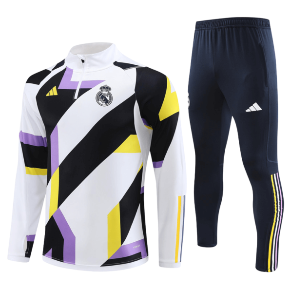 Conjunto de Treino Real Madrid Branco Retalhado 2023/24 Jaqueta e Calça