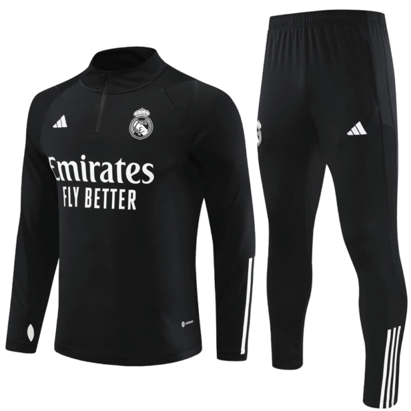 Conjunto de Treino Real Madrid Preto 2023/24 Jaqueta e Calça