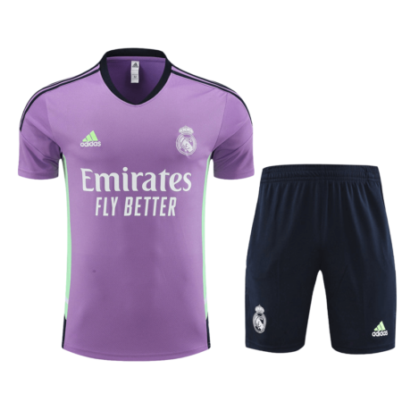 Conjunto Real Madrid Treino Bermuda e Camisa Roxo 2022/23