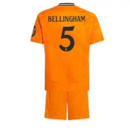 Kit Infantil Real Madrid Reserva Bellingham #5 Laranja II 2024/25