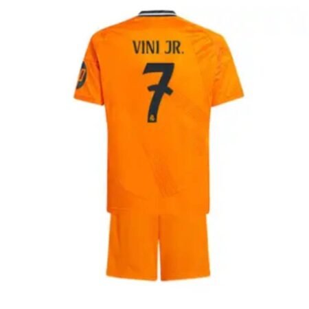 Kit Infantil Real Madrid Reserva Vini Jr #7 Laranja II 2024/25