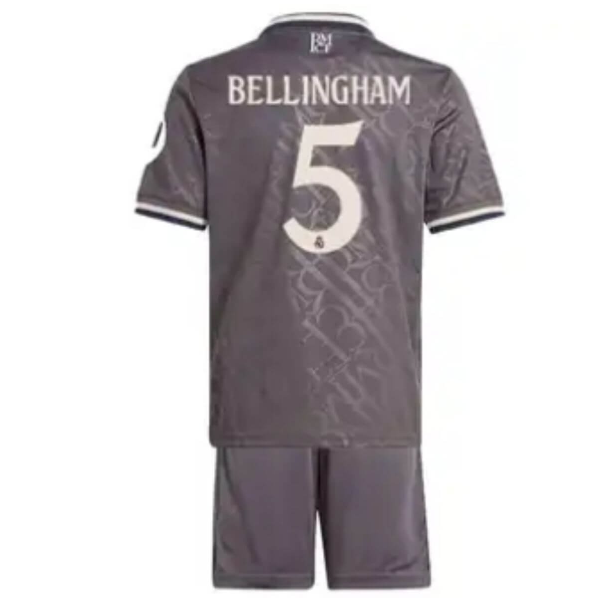kit-infantil-terceira-real-madrid-bellingham-5-iii-2024-25-loja-malta-esportes- Kit Infantil Real Madrid Terceira Bellingham #5 Cinza 2024/25