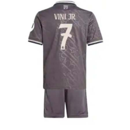 Kit Infantil Real Madrid Terceiro Vini Jr #7 Cinza III 2024/25