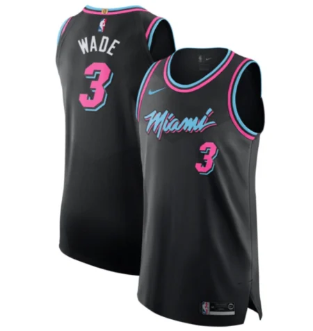 Regata Icon Authentic NBA Miami Heat Preta WADE #3