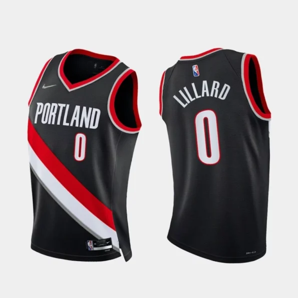 Regata NBA AUTHENTIC 75º Aniversário Portland Trail Blazers Preta Lillard #0