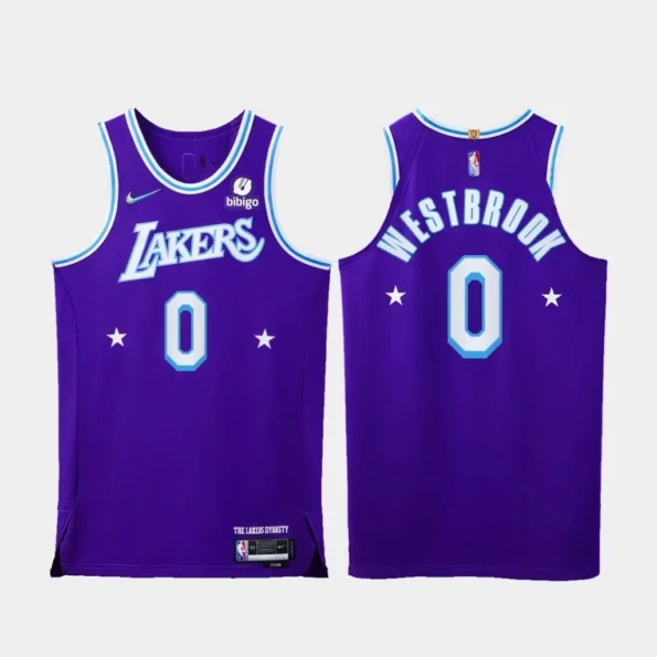 Regata NBA AUTHENTIC 75º Aniversário Los Angeles Lakers Roxa 21-22 Westbrook #0