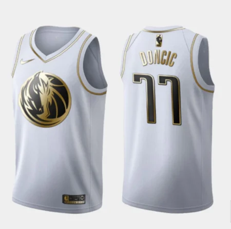 Regata NBA  Swingman Dallas Mavericks Branco/Ouro Doncic #77